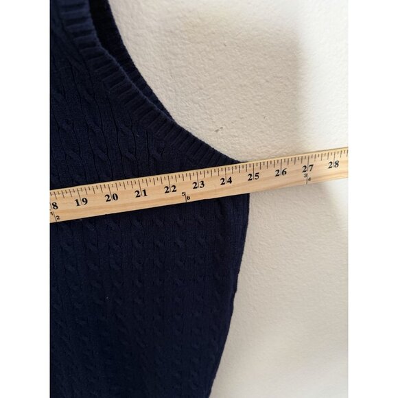 Vintage Polo Ralph Lauren Sweater Vest Mens XL Navy Cable Chunky Knit - Picture 5 of 6